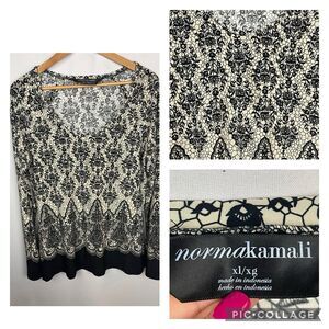 Norma Kamali Lace Print Womens Top Sz. XL